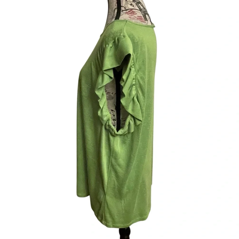 DKNY Green Ruffle Sleeve Blouse - Picture 2 of 7